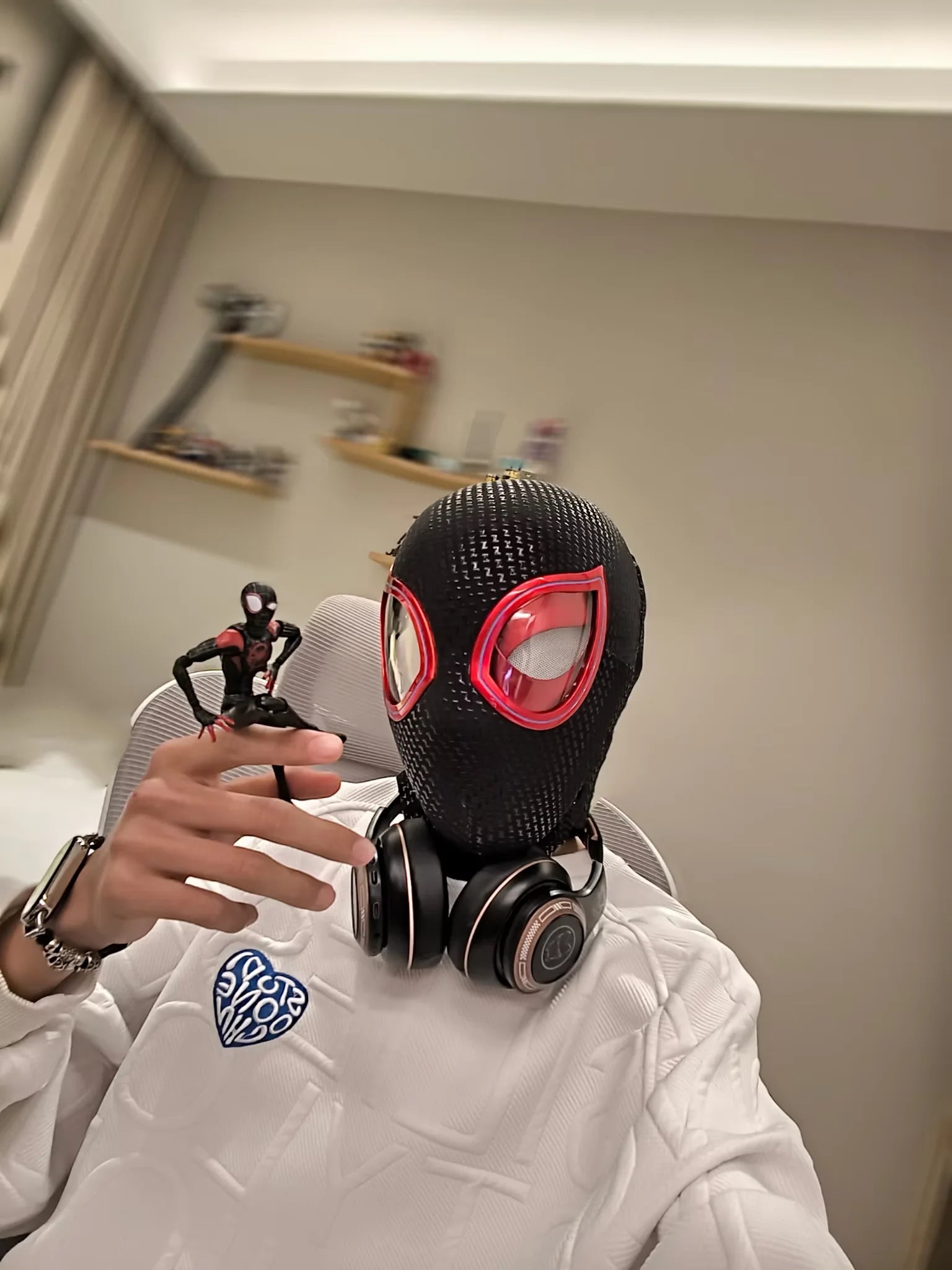 Interactive Miles Morales Mask with Remote Control Movable Eyes - 9