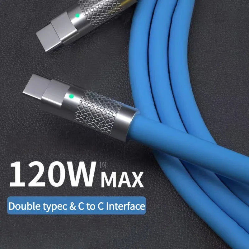 120W Super Fast Charging USB-C to USB-C Liquid Silicone Cable