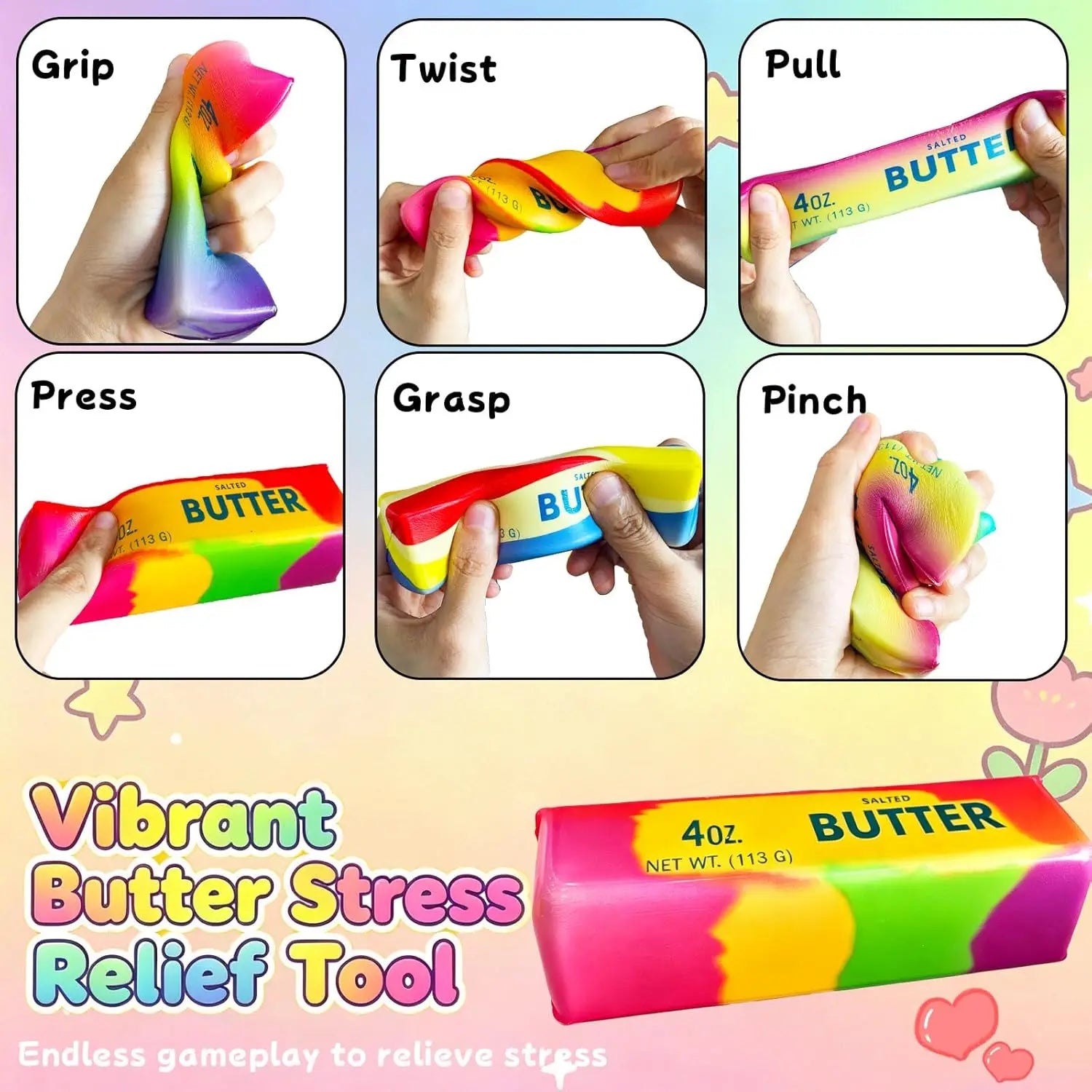 Rainbow Butter Slow-Rising Stress Relief Squishy Toy - 9