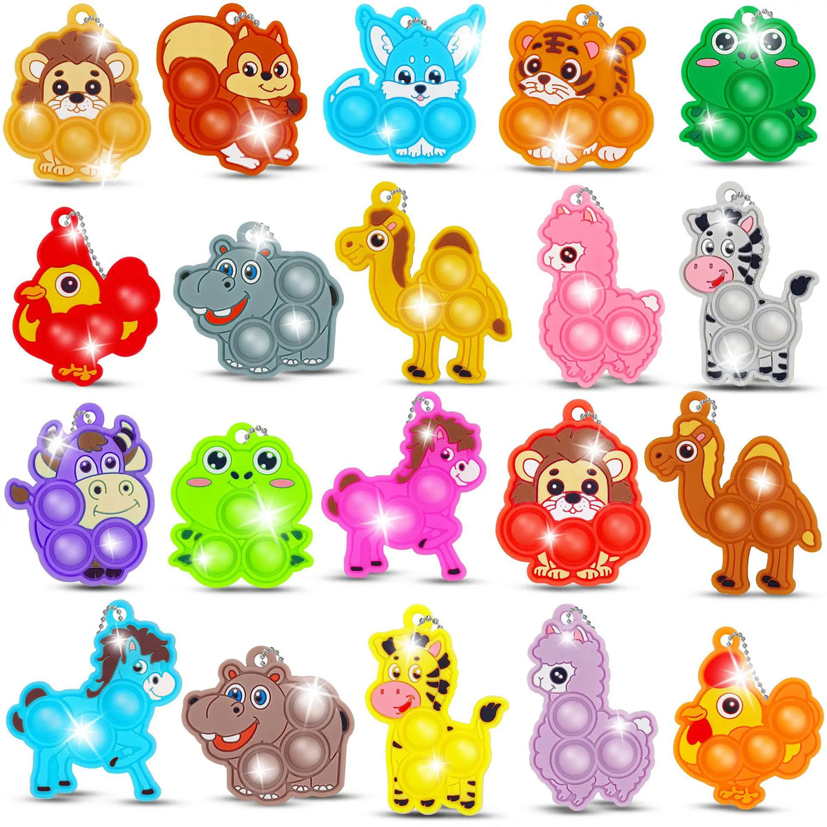 Cartoon Animal Fidget Bubble Keychains for Stress Relief