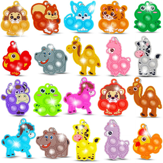 Cartoon Animal Fidget Bubble Keychains for Stress Relief