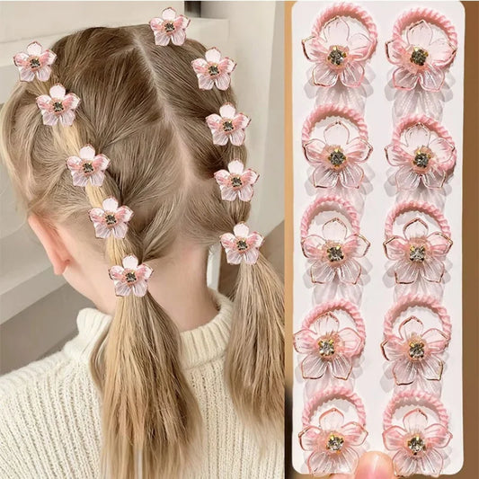Rhinestone Flower Hair Ties for Girls