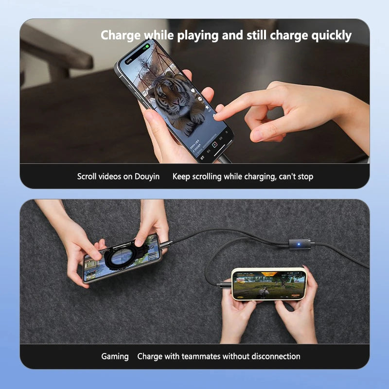 100W 2-in-1 Dual USB-C Fast Charging Cable
