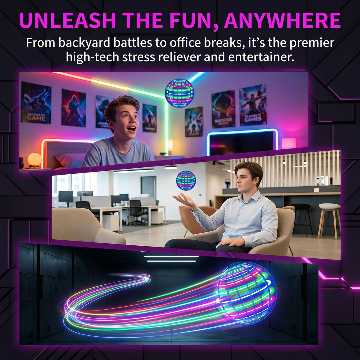 Hand-Controlled LED Flying Boomerang Spinner Ball