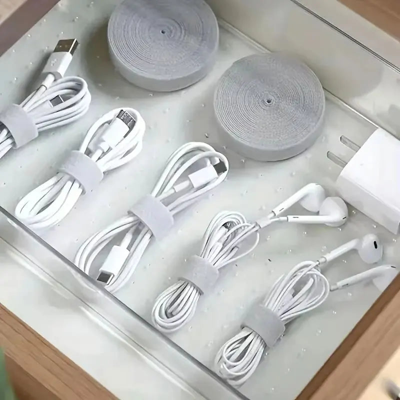 Reusable Cable Management Tie Roll for Home and Office