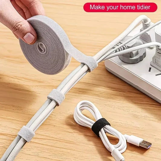 Reusable Cable Management Tie Roll for Home and Office