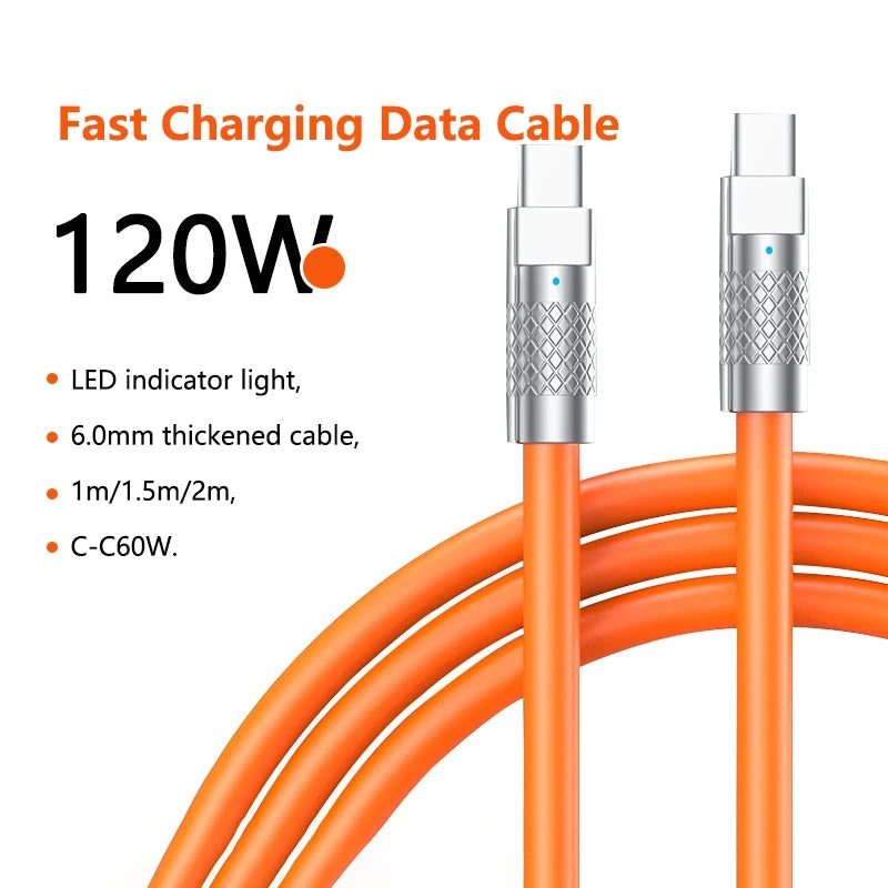120W Super Fast Charging USB-C to USB-C Liquid Silicone Cable - 2
