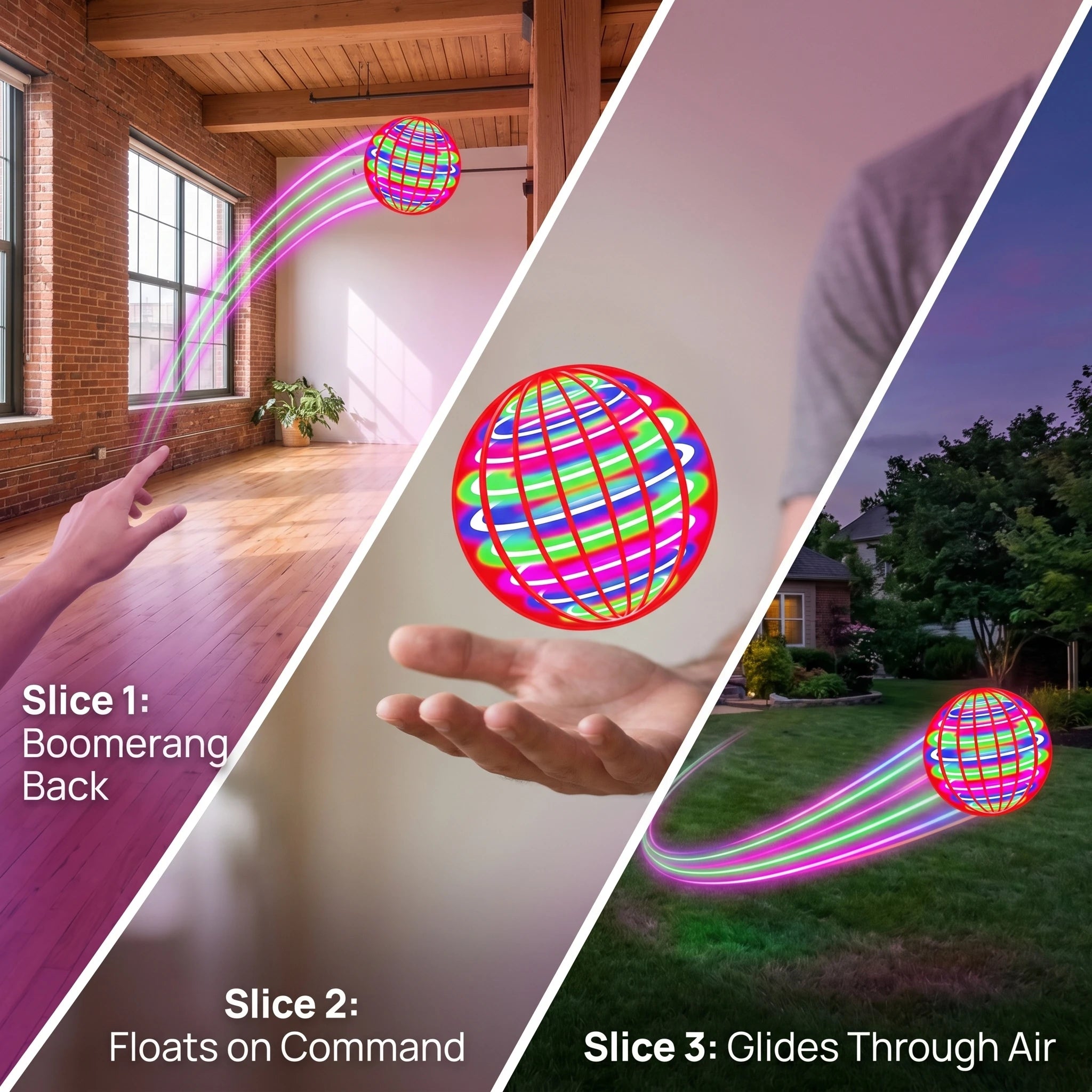 Hand-Controlled LED Flying Boomerang Spinner Ball - 4