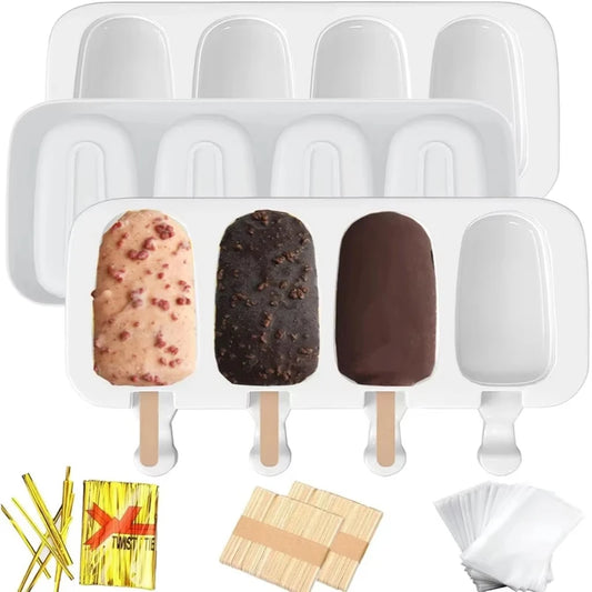 4-Cavity Silicone Popsicle and Ice Cream Bar Maker Mold