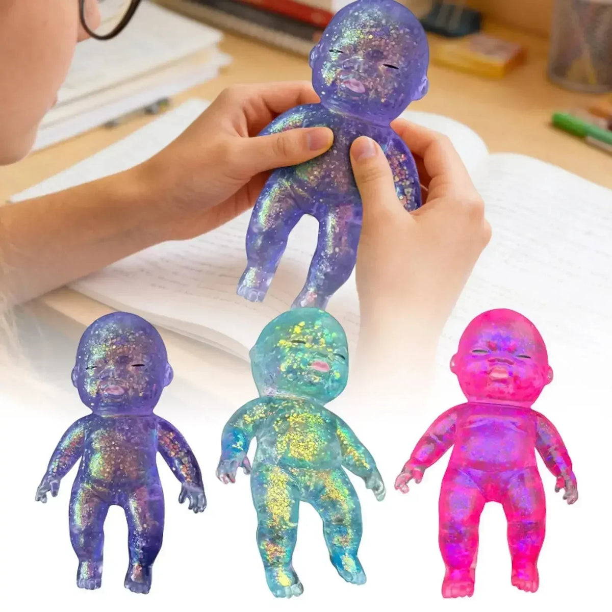 Glitter Baby Squeeze Toy for Stress Relief and Anxiety
