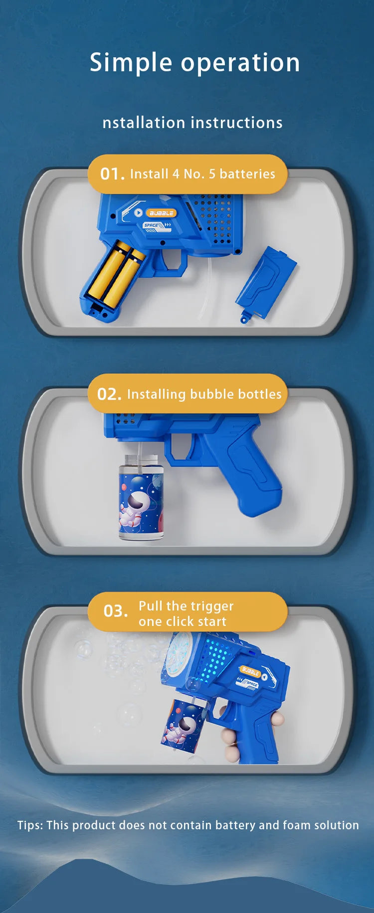 10-Hole Automatic Gatling Bubble Blaster for Kids