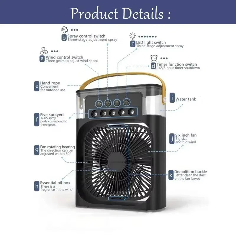 Portable 3-in-1 Desktop Air Cooler and Humidifier - 6