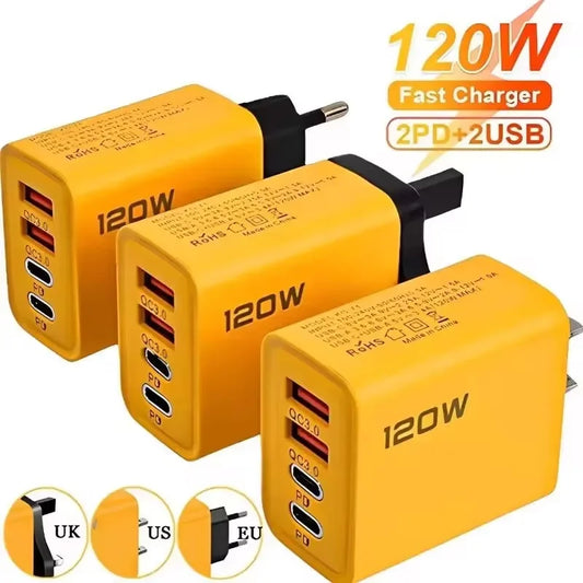 120W 4-Port GaN Fast Charger for Smartphones and Tablets