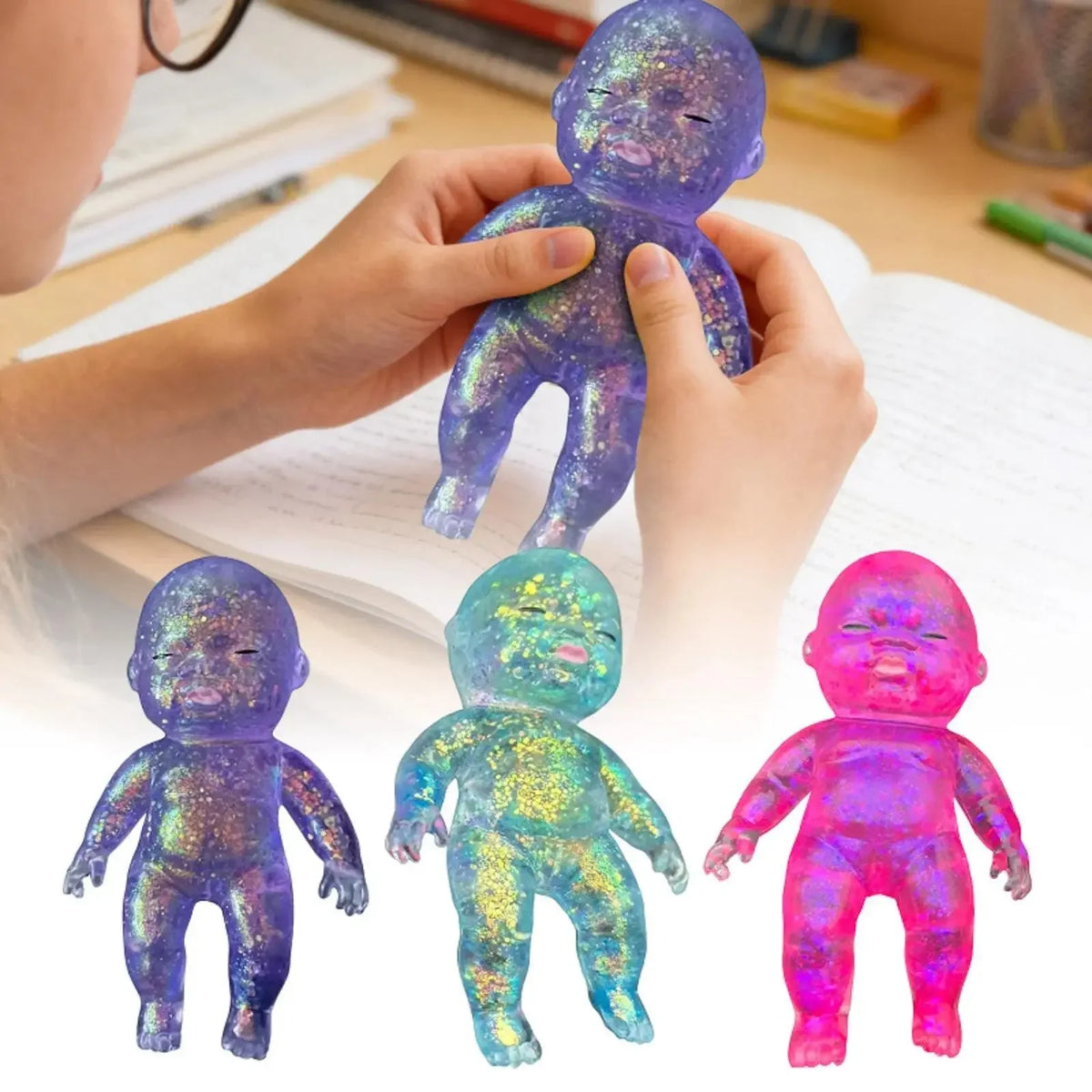 Glitter Baby Squeeze Toy for Stress Relief and Anxiety