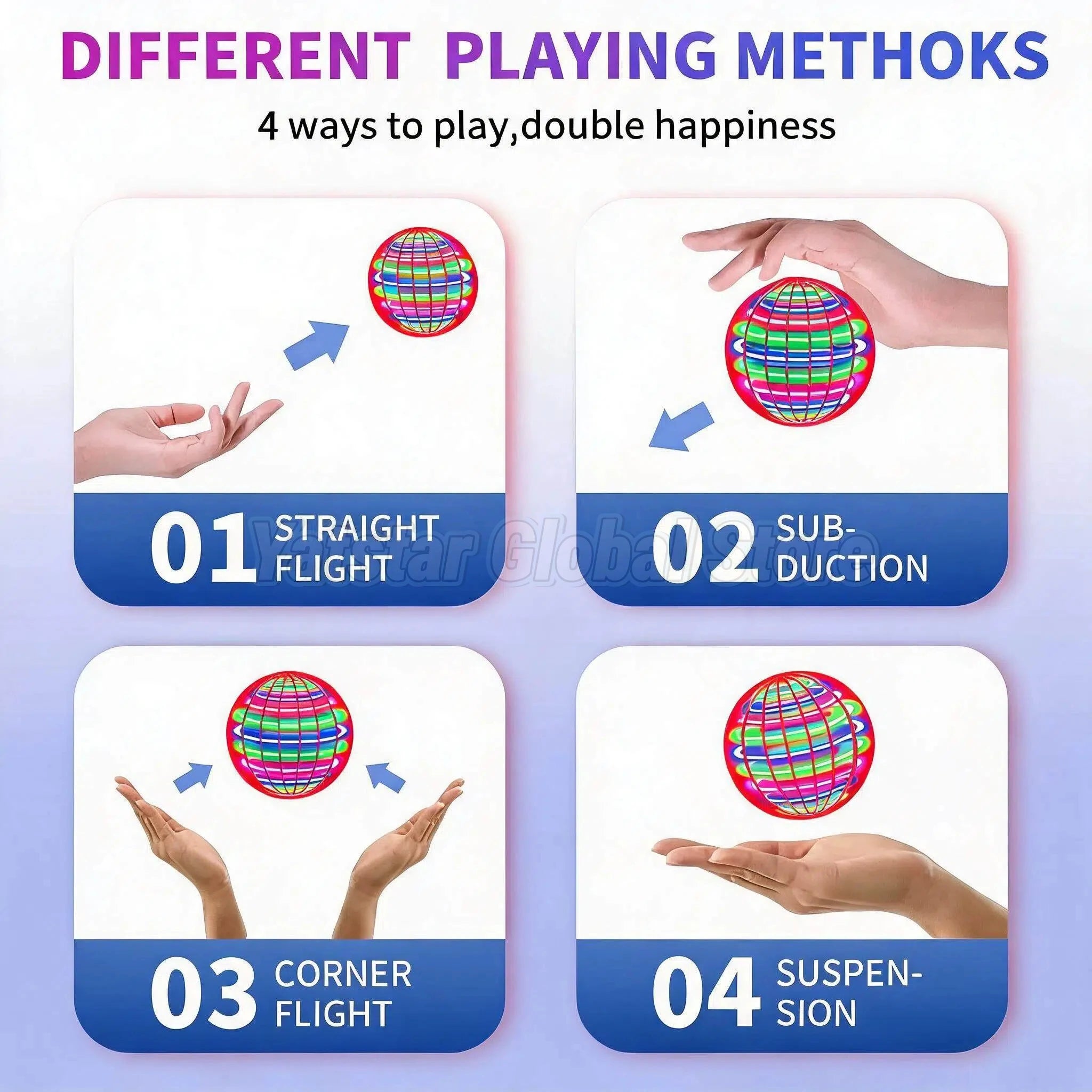 Hand-Controlled LED Flying Spinner Globe for Kids and Adults - 6