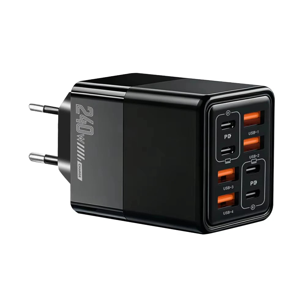 240W 8-in-1 Fast Charging USB Wall Adapter