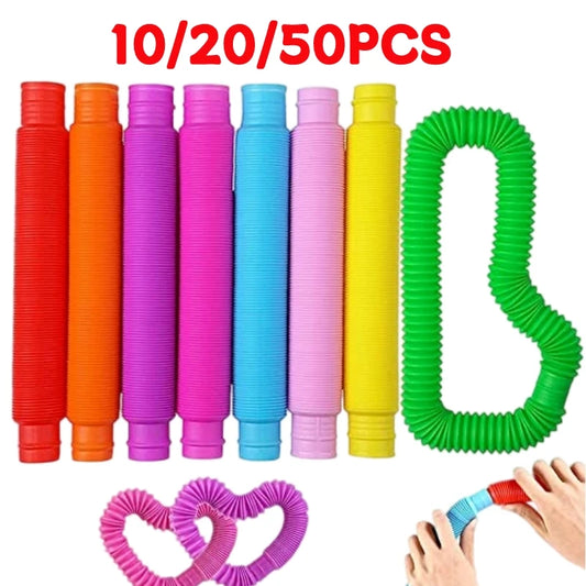 Rainbow Sensory Pop Tubes for Stress Relief and Creative Play