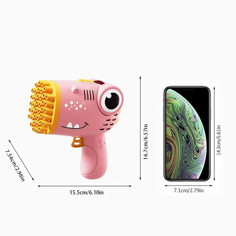 40-Hole Dinosaur Bubble Blaster for Kids and Parties - 2