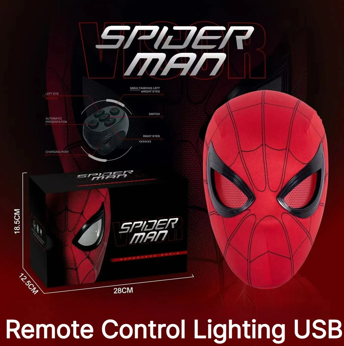 Interactive Hero Mask with Chin-Operable Blinking Eyes