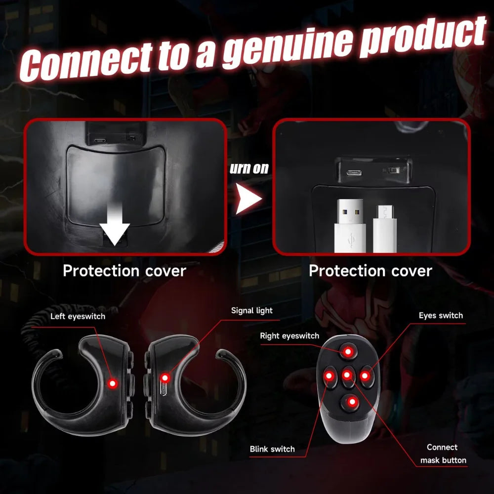 Interactive Miles Morales Mask with Remote Control Movable Eyes - 13