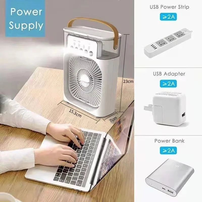 Portable 3-in-1 Desktop Air Cooler and Humidifier - 3