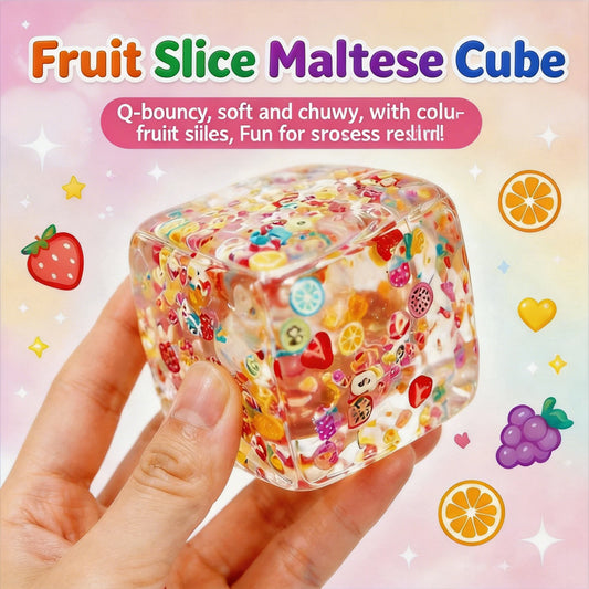 Fruit Slice Maltose Cube Stress Relief Squishy Toy
