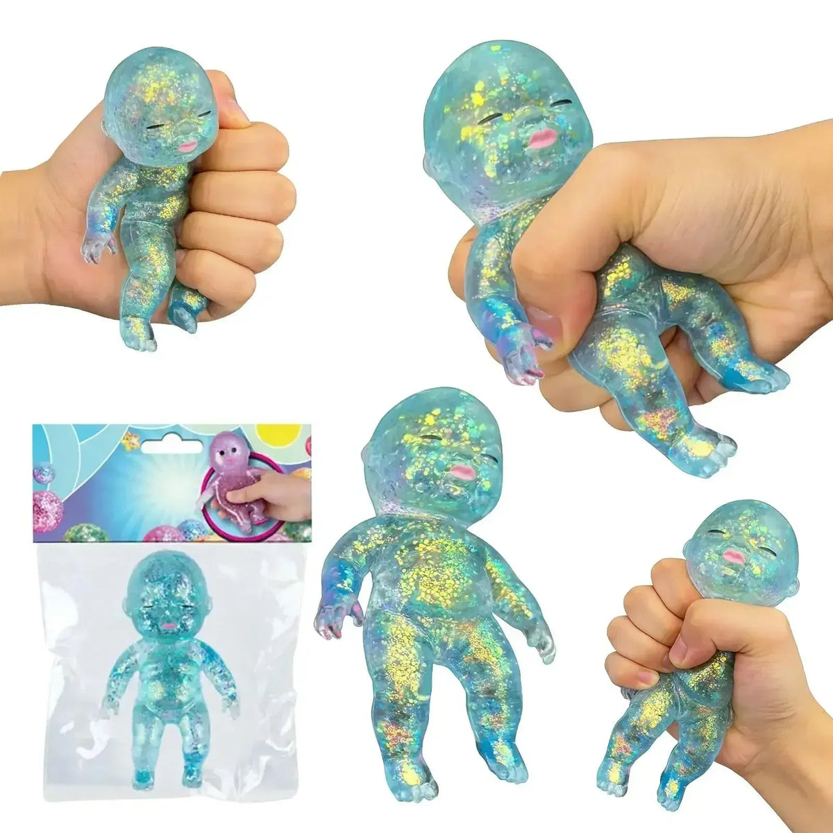 Glitter Baby Squeeze Toy for Stress Relief and Anxiety