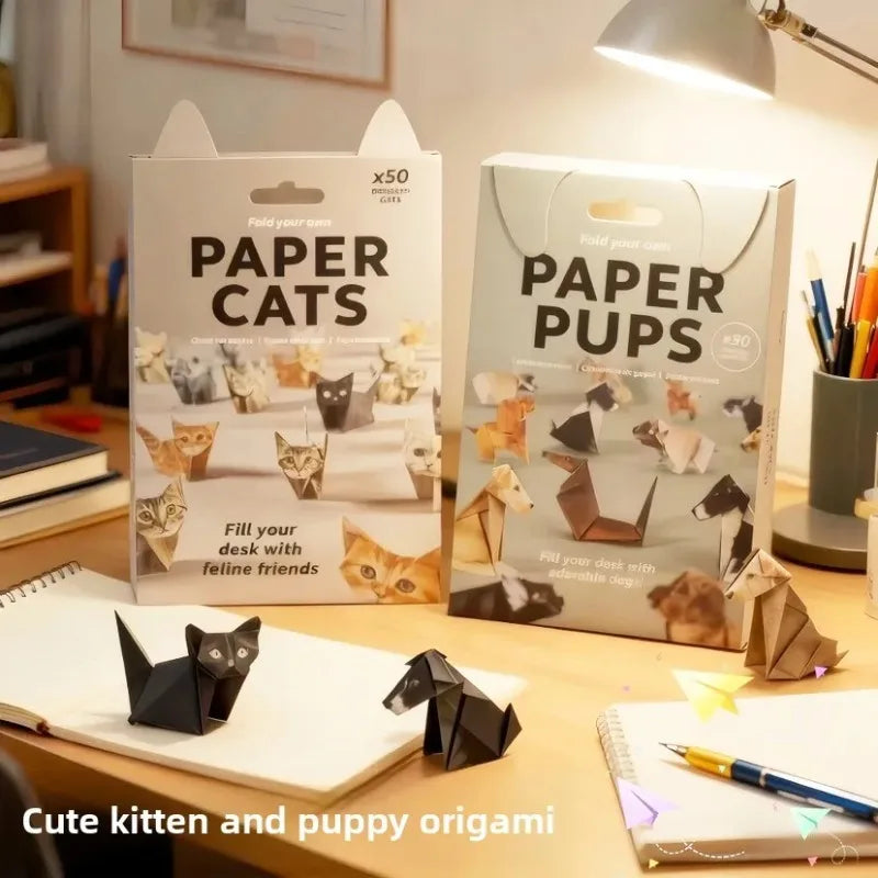 50pc DIY Cat Origami Paper Craft Set for Kids - 5