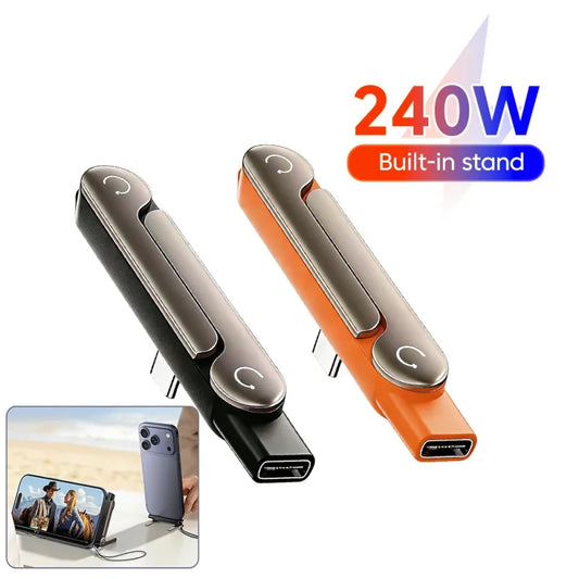 240W Fast Charge USB-C Adapter with Built-in Phone Stand