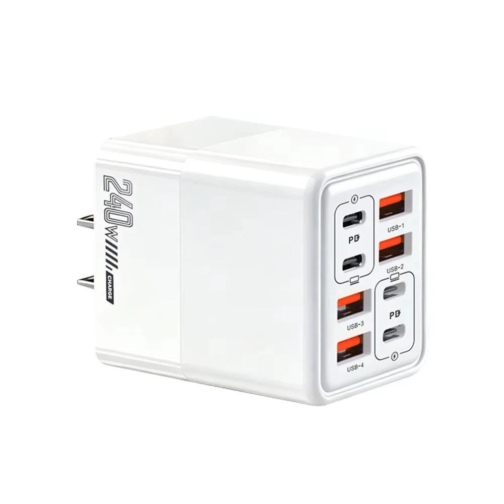 240W 8-in-1 Fast Charging USB Wall Adapter - 7