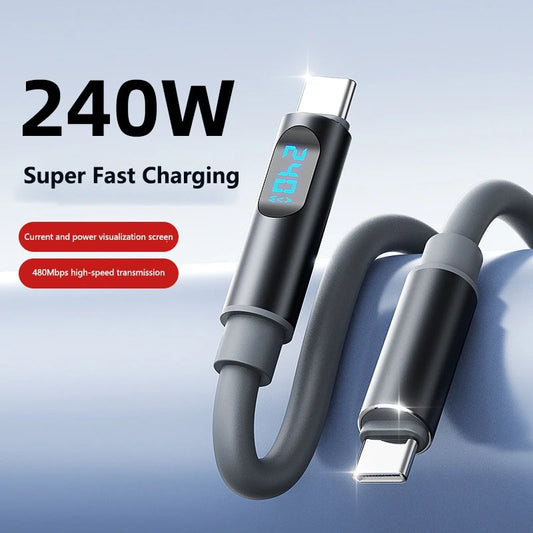 240W USB-C Fast Charging Cable with Digital Power Display