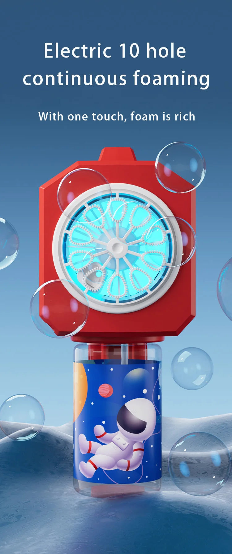 10-Hole Automatic Gatling Bubble Blaster for Kids