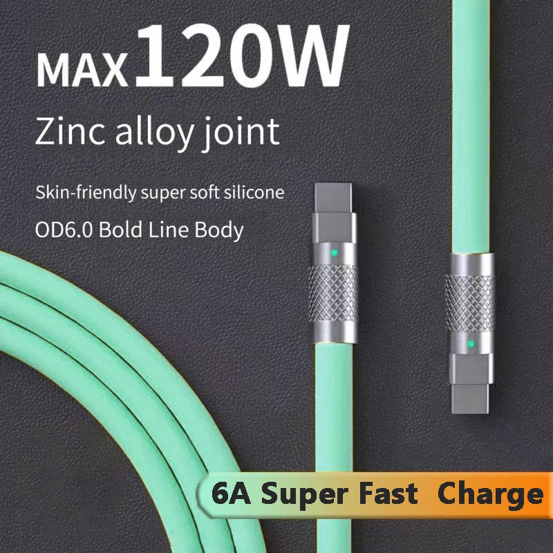 120W Super Fast Charging USB-C to USB-C Liquid Silicone Cable - 1