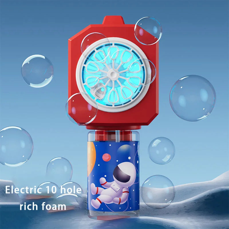 10-Hole Automatic Gatling Bubble Blaster for Kids
