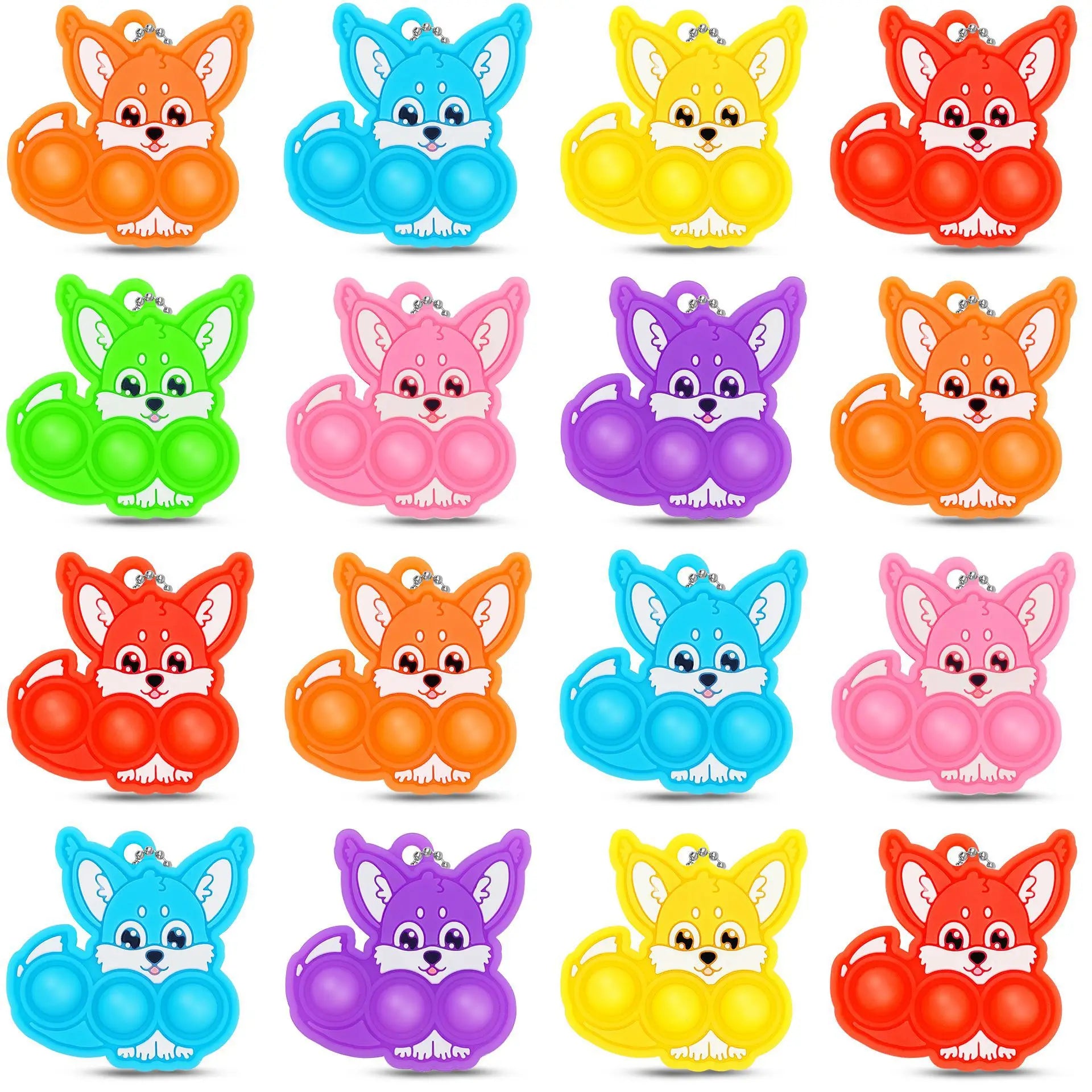 Cartoon Animal Fidget Bubble Keychains for Stress Relief - 5